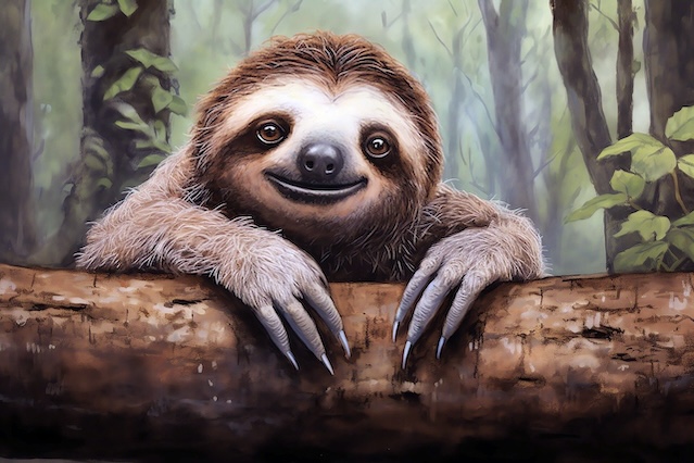 cute sloth on a branch